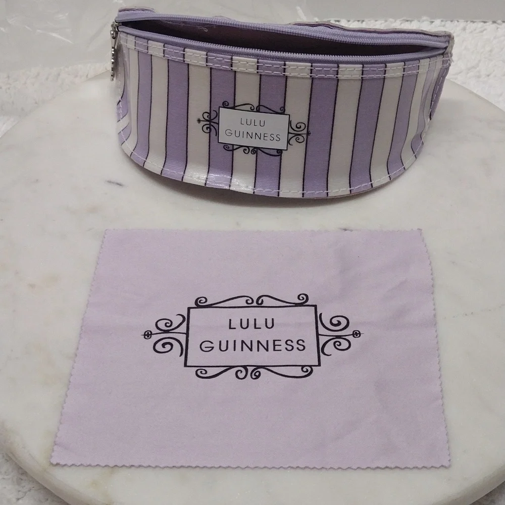 Lulu Guinness Purple/White Stripe Soft Eyewear Case & Cleaning Cloth Only #3 - Picture 7 of 7